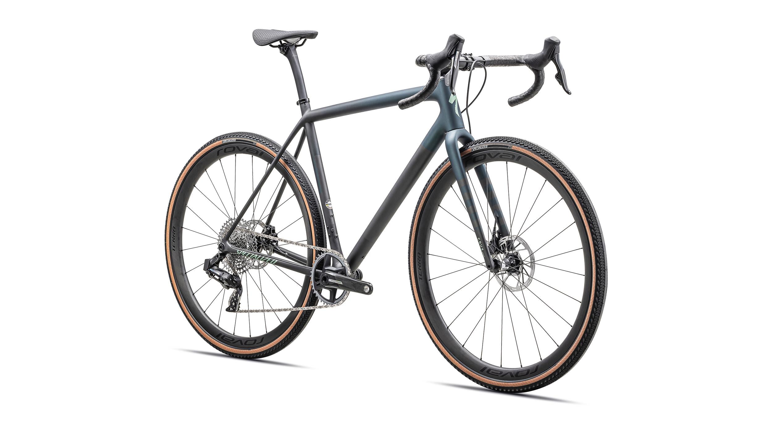 Bicicletas Gravel Crux Pro Specialized 2025 Satin Carbon/Deep Lake Metallic/Smoke/White Sage Metallic
