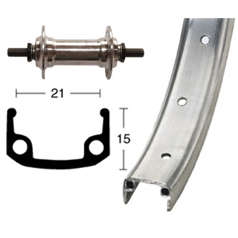 Rueda Delantera Winora Eje Macizo Tuerca 100mm Plata Mate