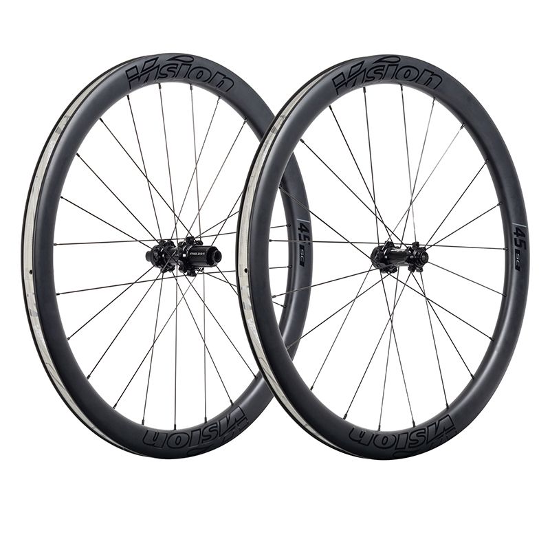Juego Ruedas Vision SC45 Freno Disco Center Lock Cubierta Tubeless Ready Sram XDR Carbono Negro